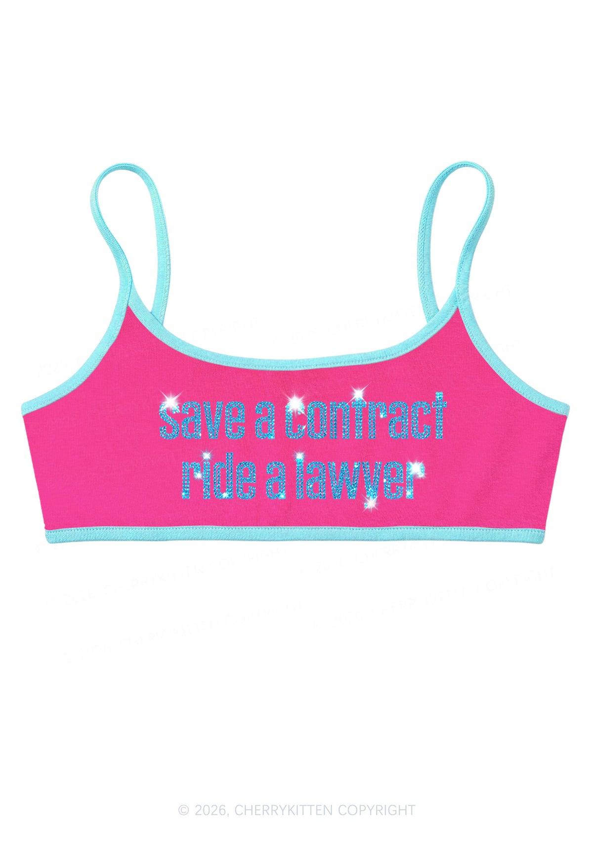Rhinestone Ride A Lawyer Y2K Super Crop Cami Cherrykitten