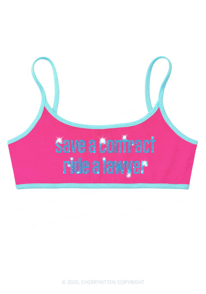 Rhinestone Ride A Lawyer Y2K Super Crop Cami Cherrykitten