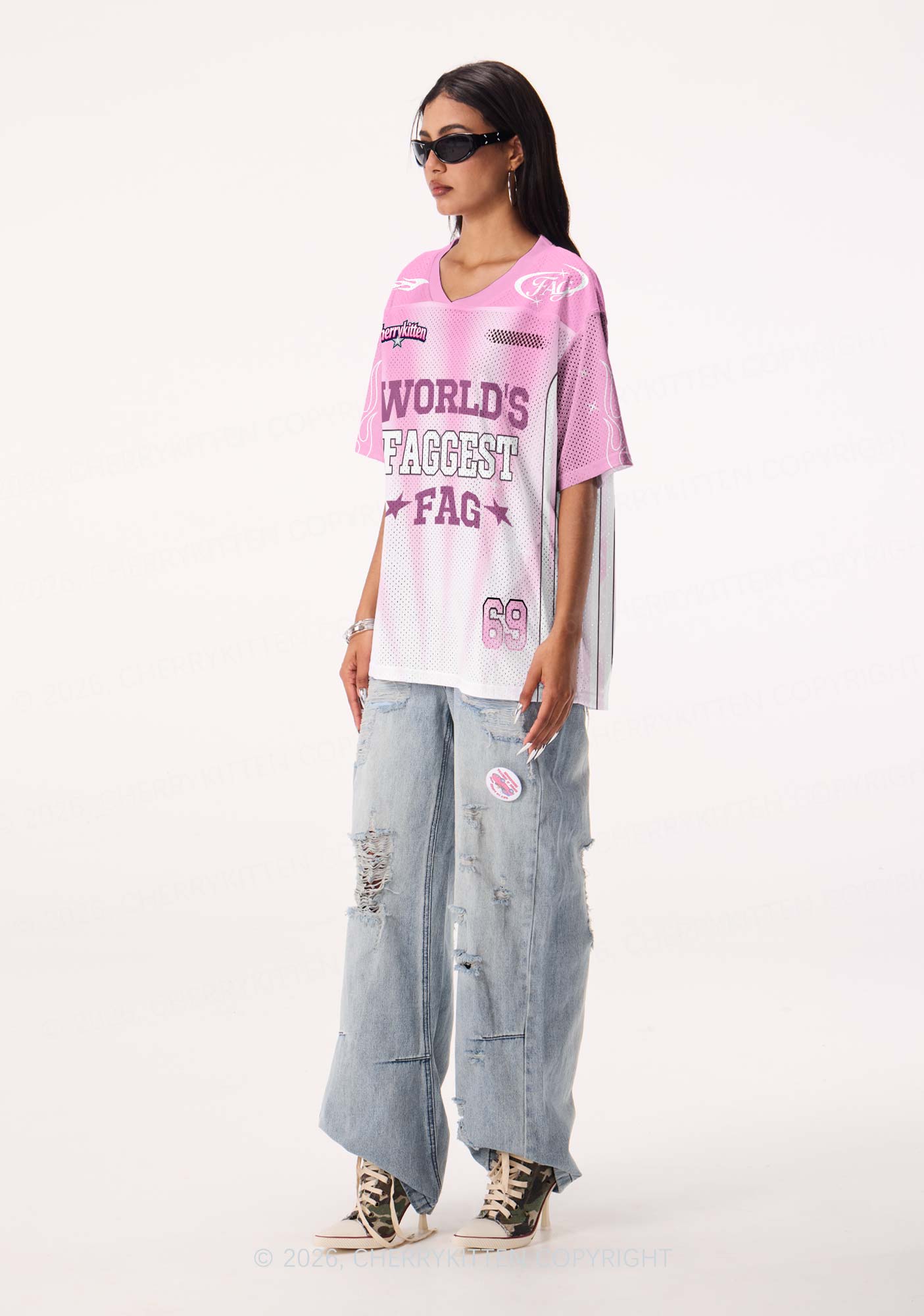 Worlds Faggest Fag Pride Y2K Sport Jersey Shirts Cherrykitten