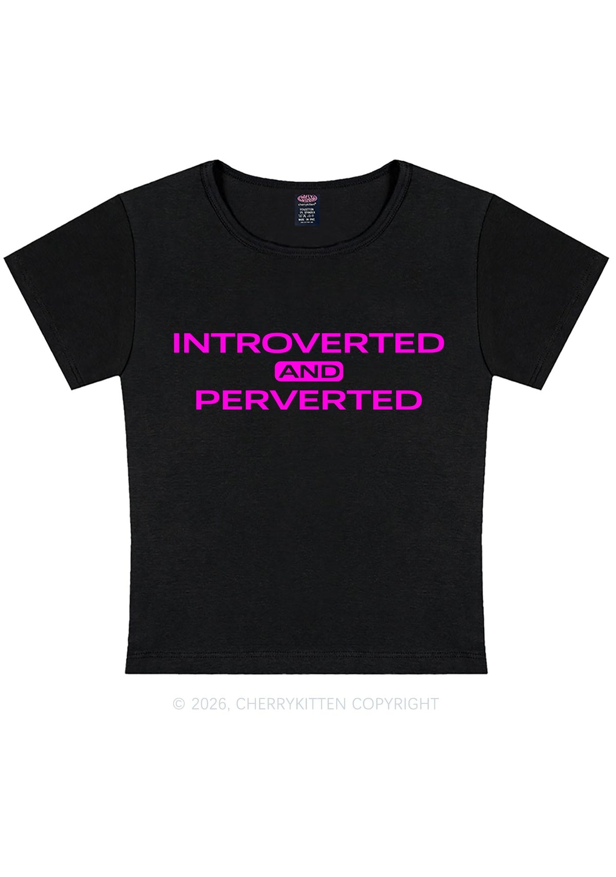 Introverted And Perverted Y2K Baby Tee Cherrykitten