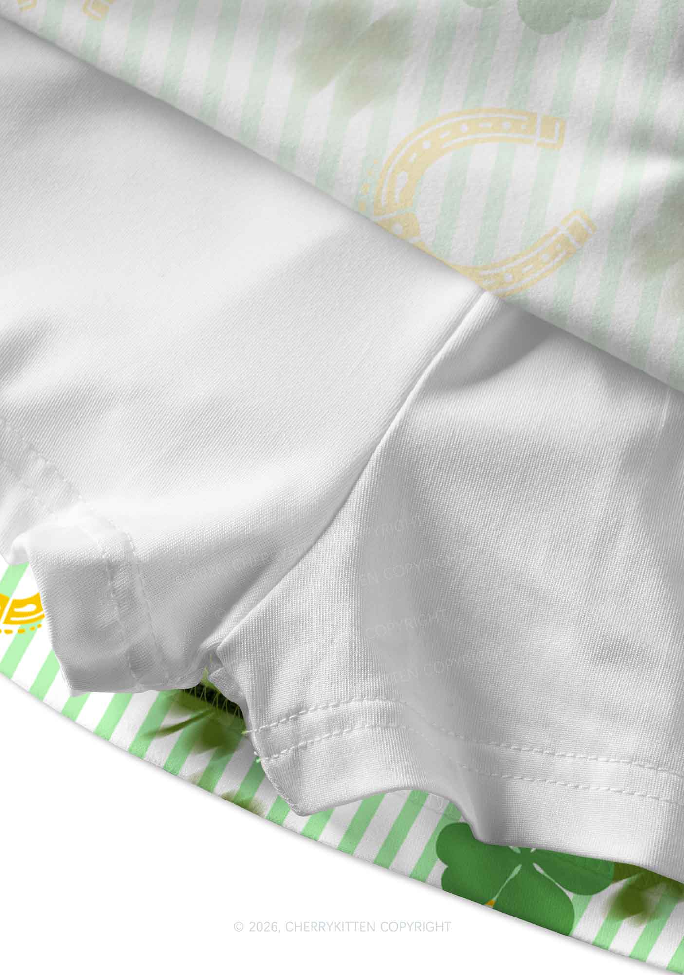 Green Stripe Clover Horseshoe St Patricks Y2K Print Mini Skirt Cherrykitten