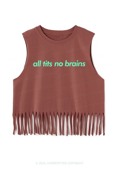 All Txts No Brains Y2K Fringe Tank Top Cherrykitten