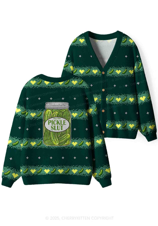 Pickle Slxt Y2K Christmas Cardigan Knit Sweatshirt Cherrykitten