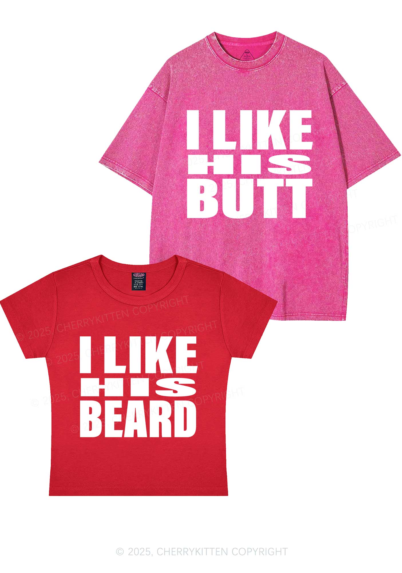 I Like His Beard Y2K Valentine's Day Couple Shirt Cherrykitten