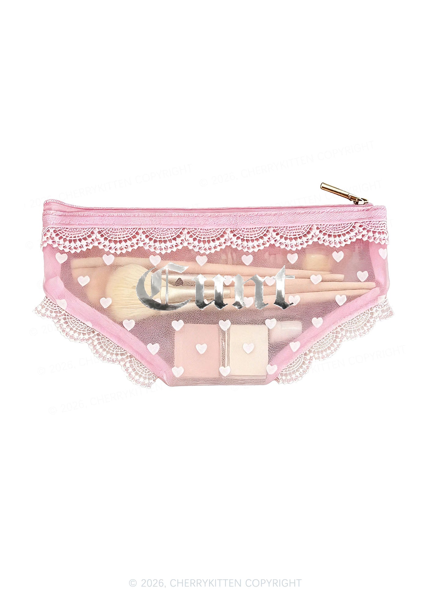 Cxxt Silver Foil Printed Y2K Briefs Shape Cosmetic Pouch Cherrykitten