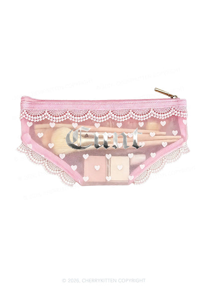 Cxxt Silver Foil Printed Y2K Briefs Shape Cosmetic Pouch Cherrykitten