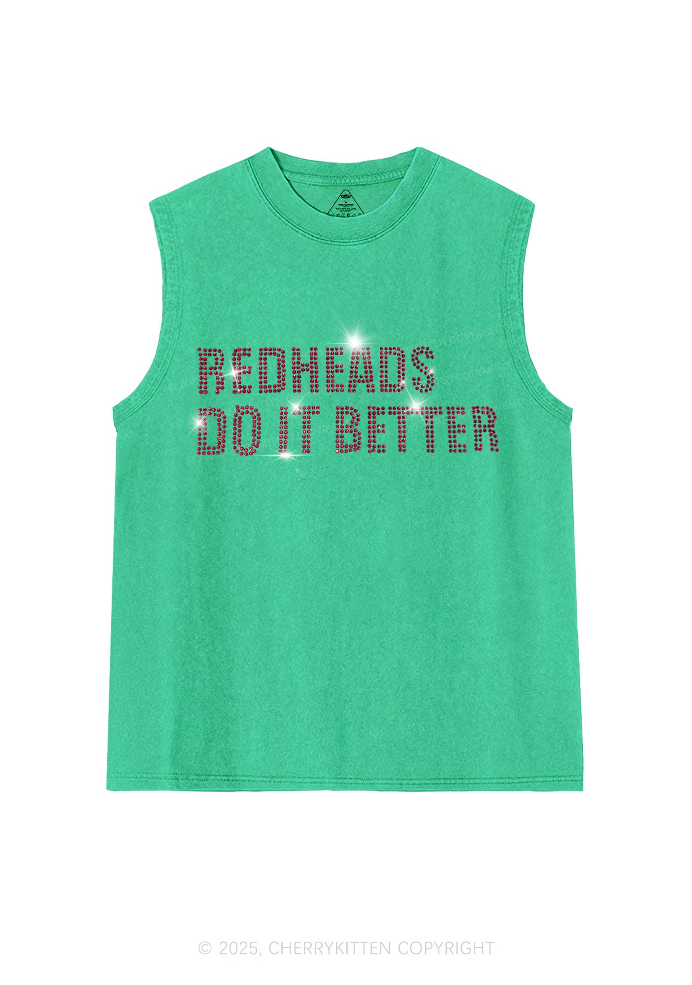 Rhinestone Redheads Do It Better Y2K Washed Muscle Tank Cherrykitten