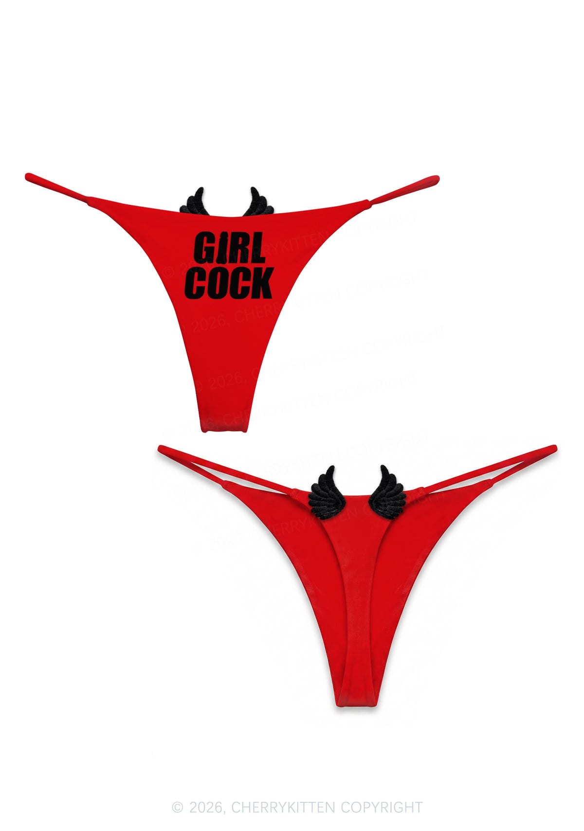 Girl Cock Y2K Goth Angel Wings Bikini String Thong Cherrykitten