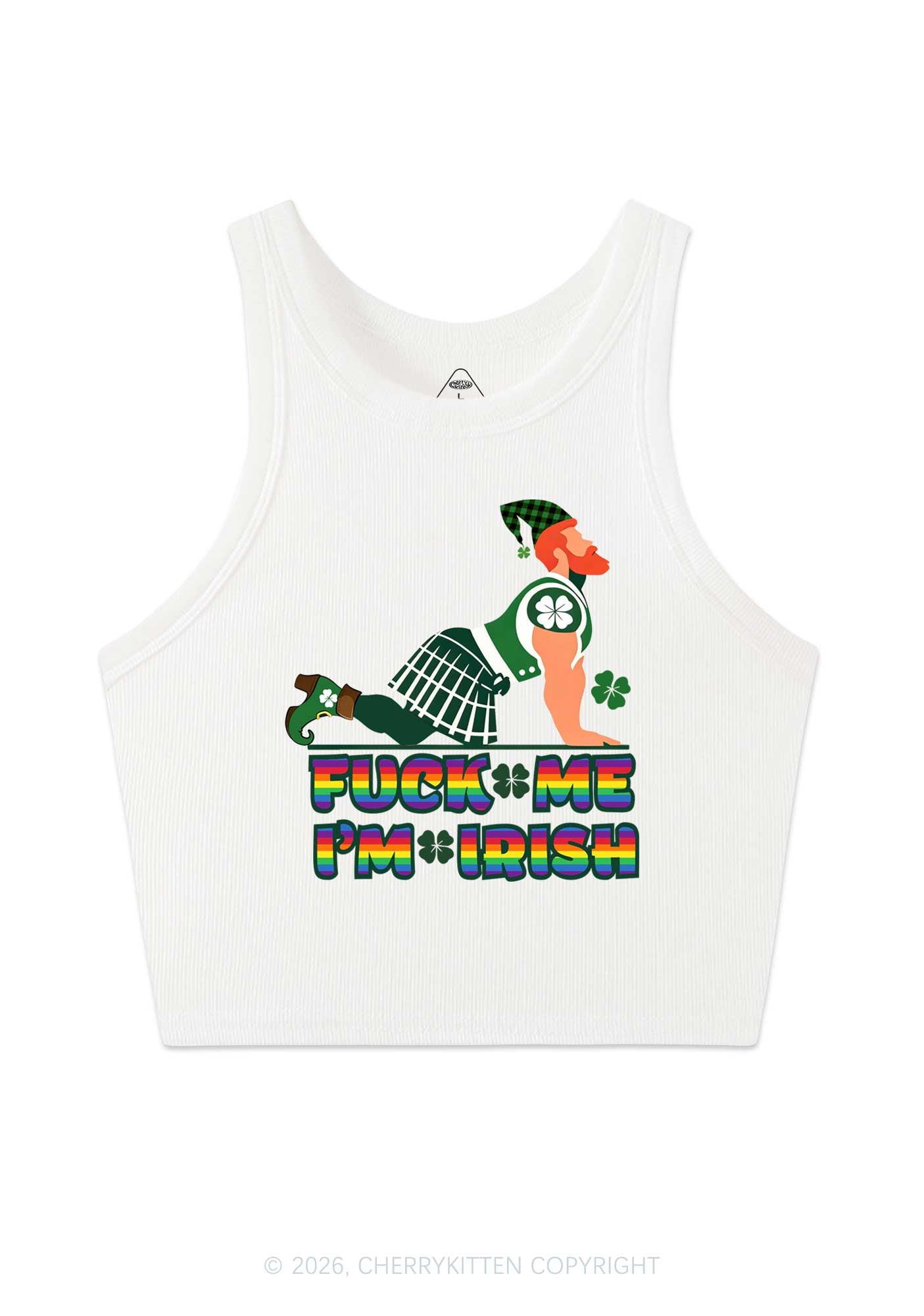 Fxxk Me Im Irish St Patricks Y2K Crop Tank Top Cherrykitten