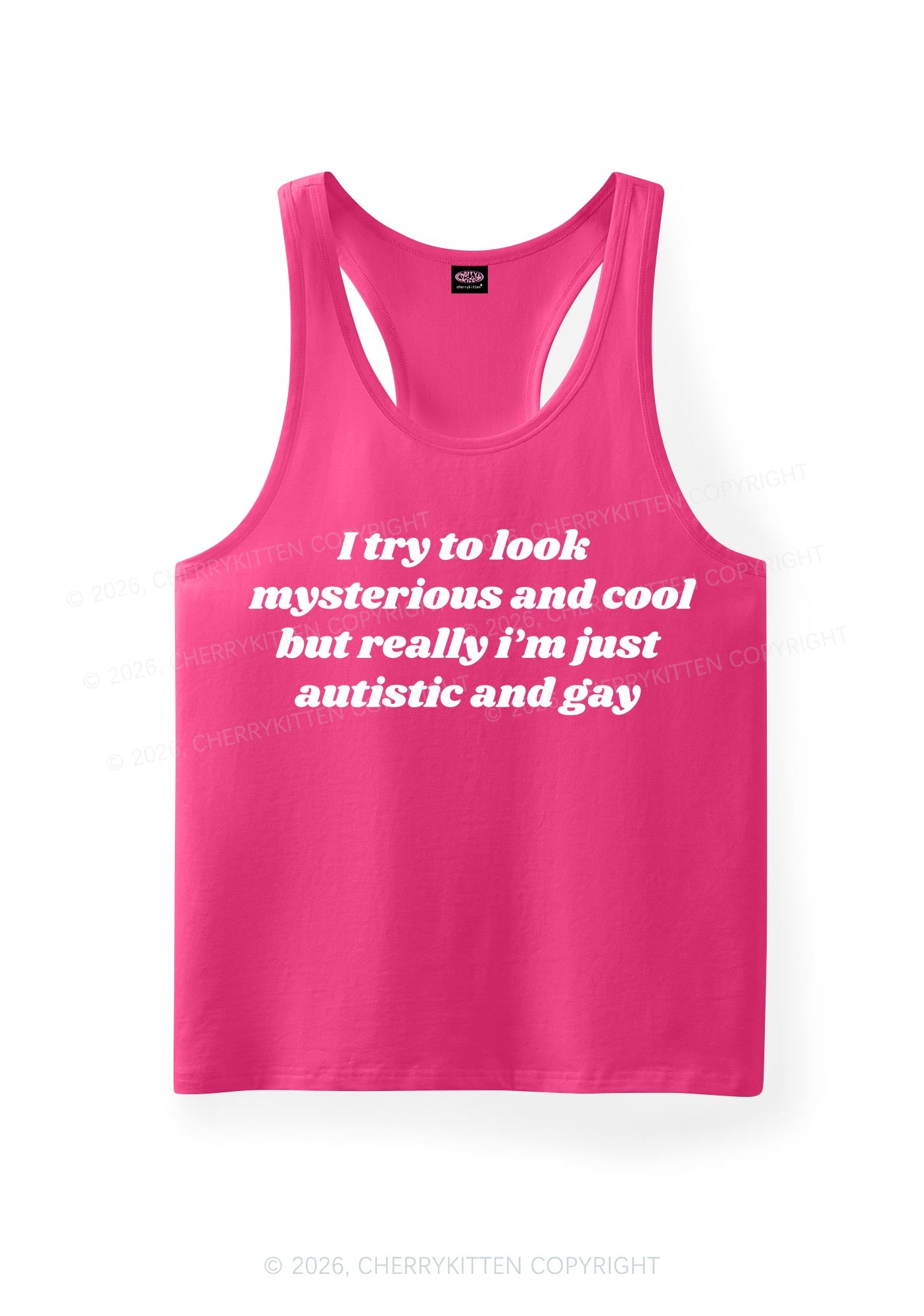 Im Just Autistic And Gay Pride Y2K Men Racerback Tank Top Cherrykitten