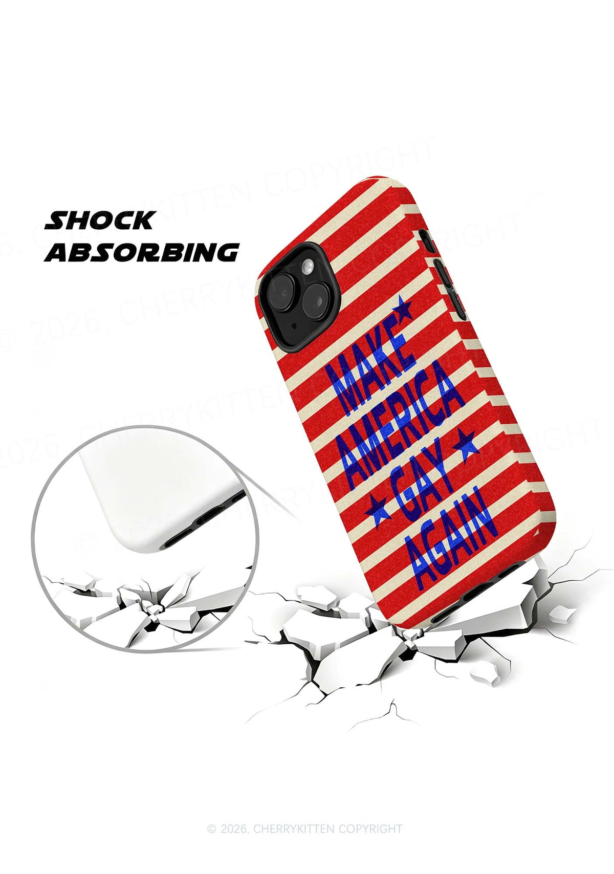 Make Gay Again Red Stripes Y2K Phone Case Cherrykitten