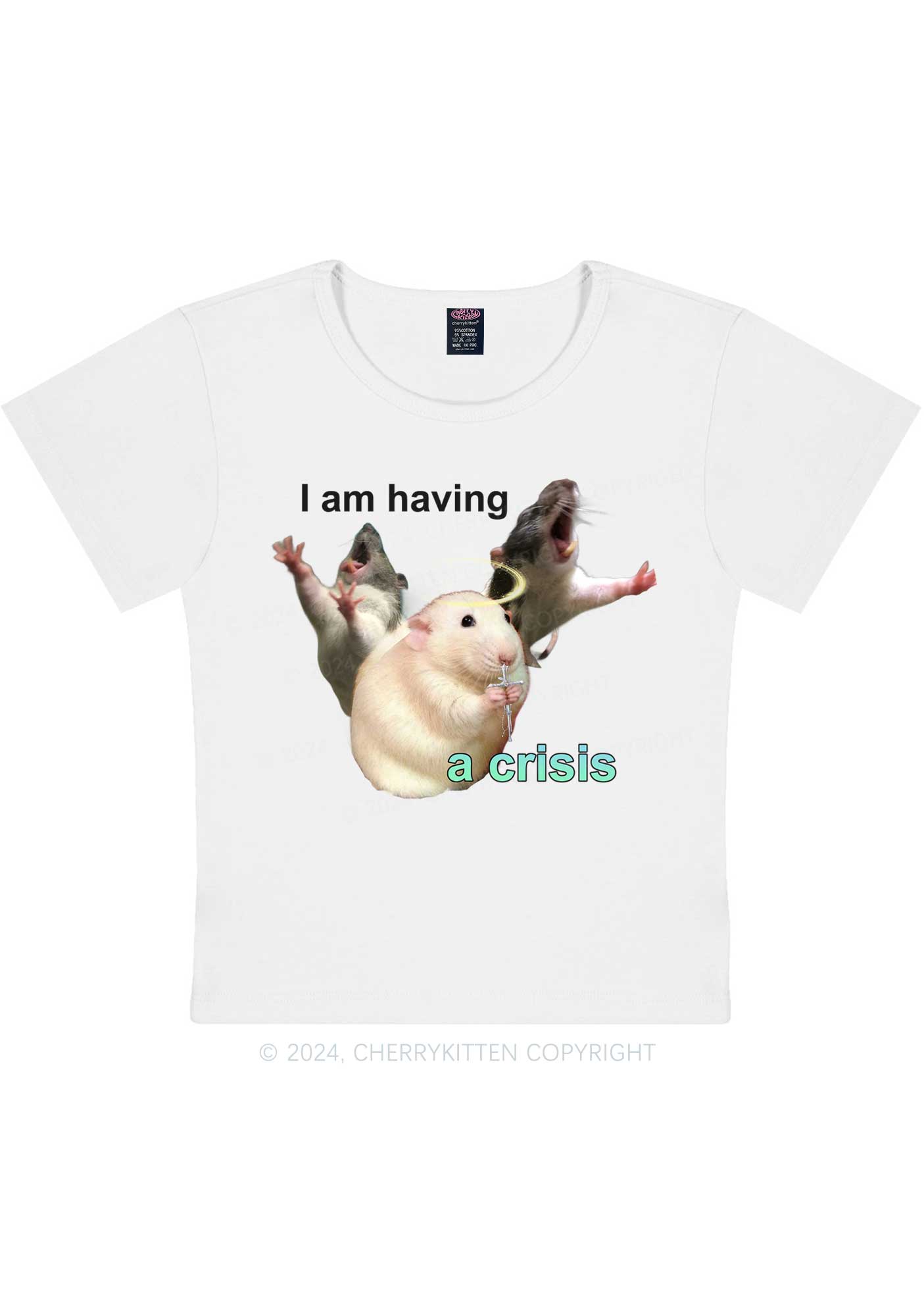 I Am Having Crisis Y2K Baby Tee Cherrykitten
