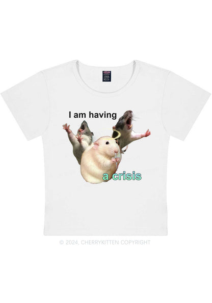 I Am Having Crisis Y2K Baby Tee Cherrykitten