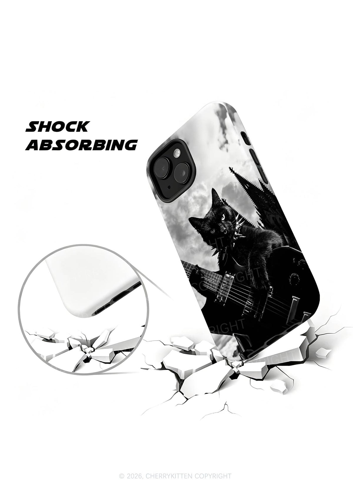 Halloween Guitar Black Cat Y2K Phone Case Cherrykitten