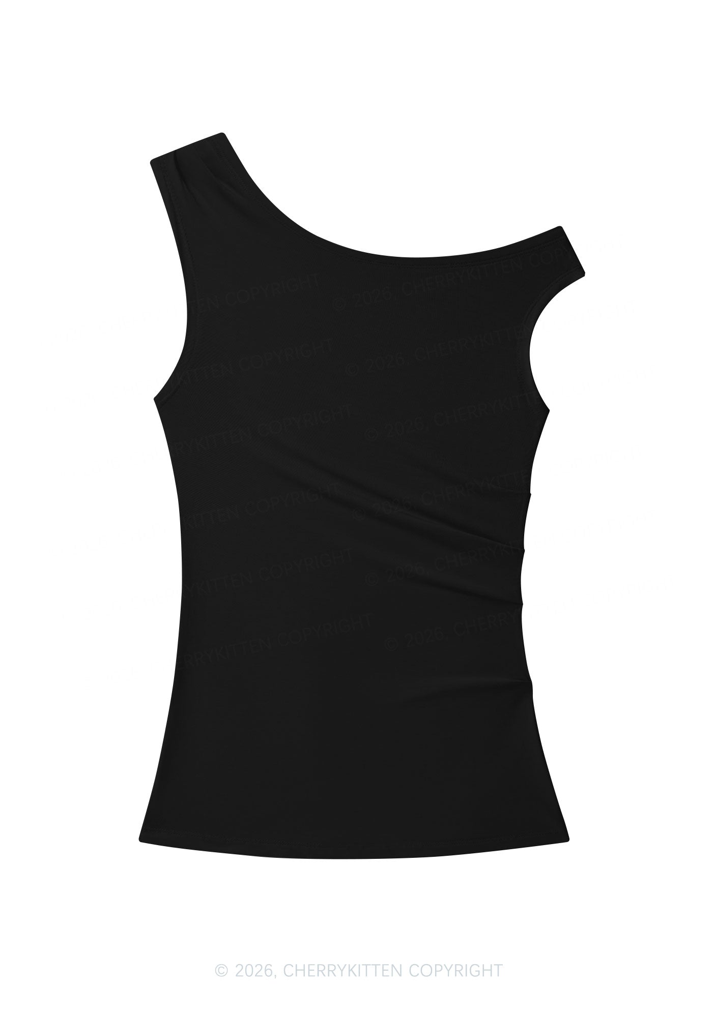 Plain Y2K Off Shoulder Tank Top Cherrykitten