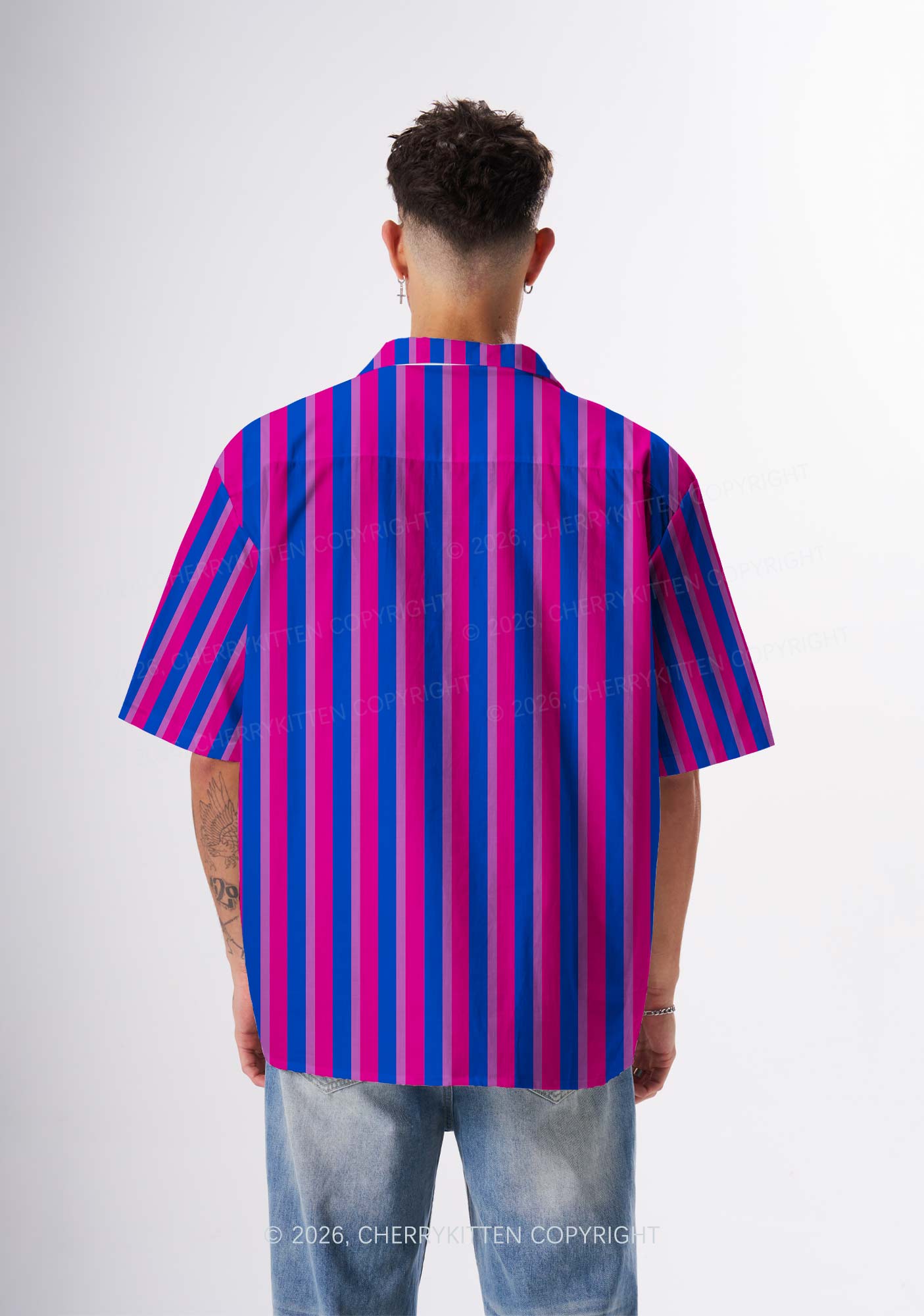Bisexual Flag Pride Y2K Print Hawaiian Shirt Cherrykitten