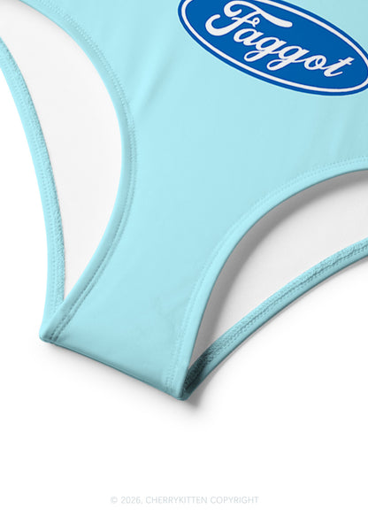 Blue Faggot Pride Y2K Print Bikini Set Cherrykitten