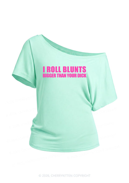 I Roll Blunts Y2K Off Shoulder Tee Cherrykitten