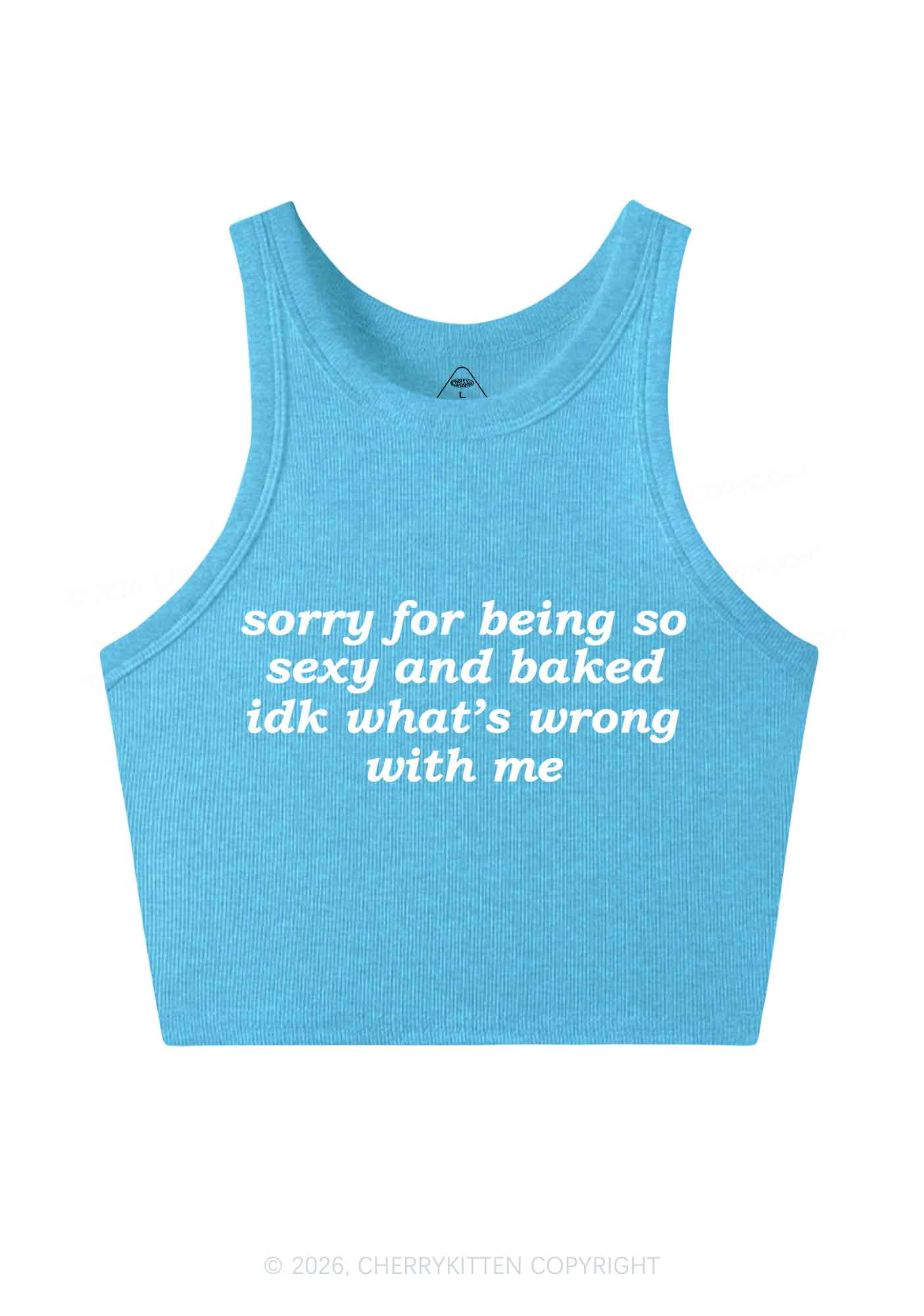 Sorry For Being So Baked Y2K Crop Tank Top Cherrykitten