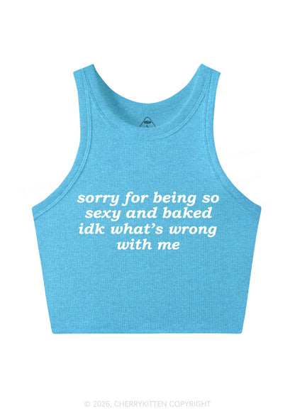 Sorry For Being So Baked Y2K Crop Tank Top Cherrykitten