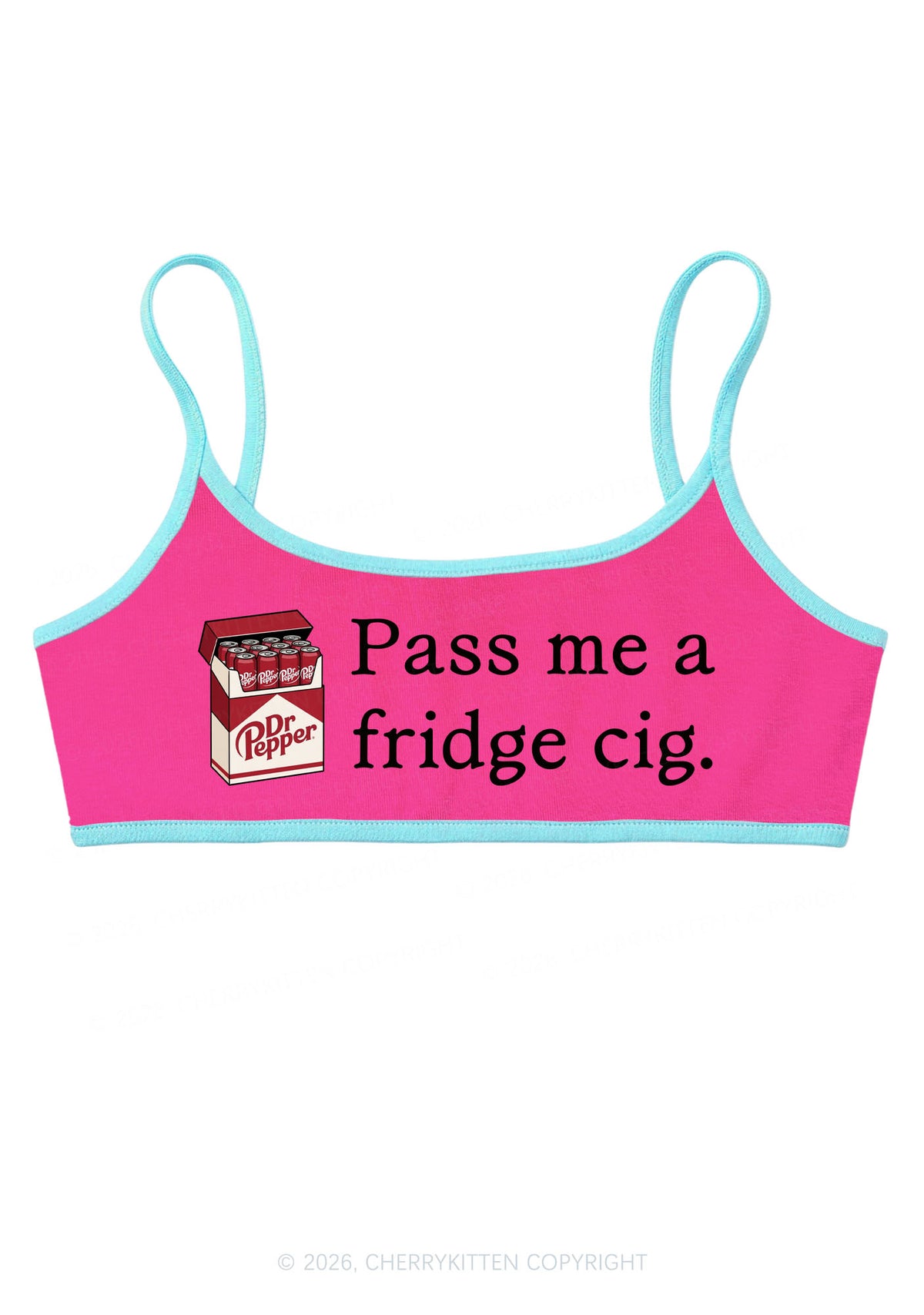 Pass Me A Fridge Cig Red Drinks Y2K Super Crop Cami Cherrykitten