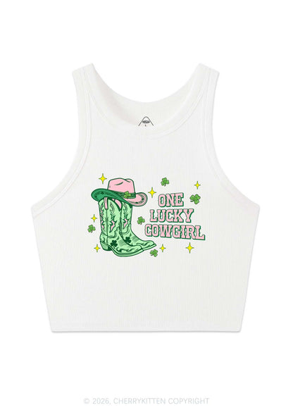One Lucky Cowgirl Boots St Patricks Y2K Crop Tank Top Cherrykitten