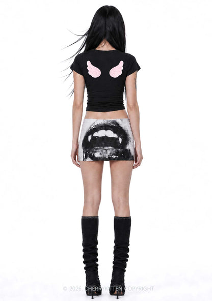 Good Girls Go To Heaven Y2K Goth Angel Wings Baby Tee Cherrykitten