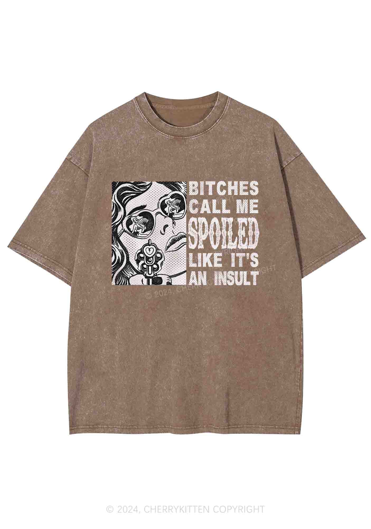 Bxxches Call Me Spoiled Y2K Washed Tee Cherrykitten