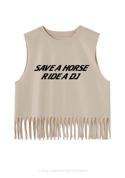 Save Horse Ride DJ Y2K Fringe Tank Top Cherrykitten