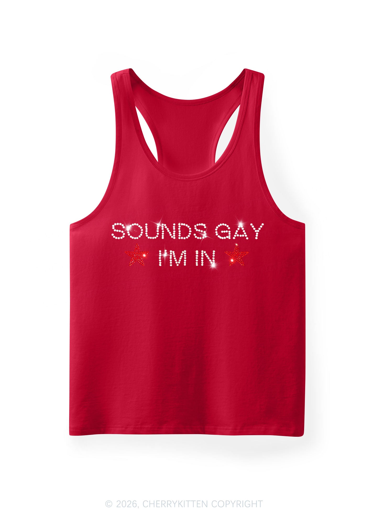 Rhinestone Sounds Gay Pride Y2K Men Racerback Tank Top Cherrykitten