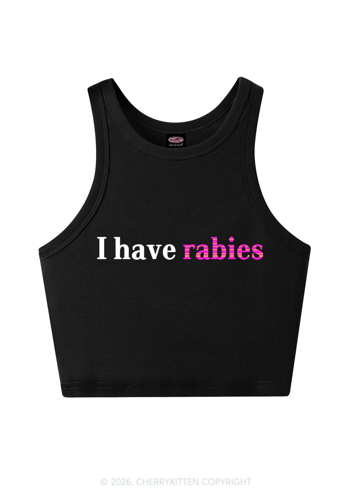 I Have Rabies Y2K Crop Tank Top Cherrykitten