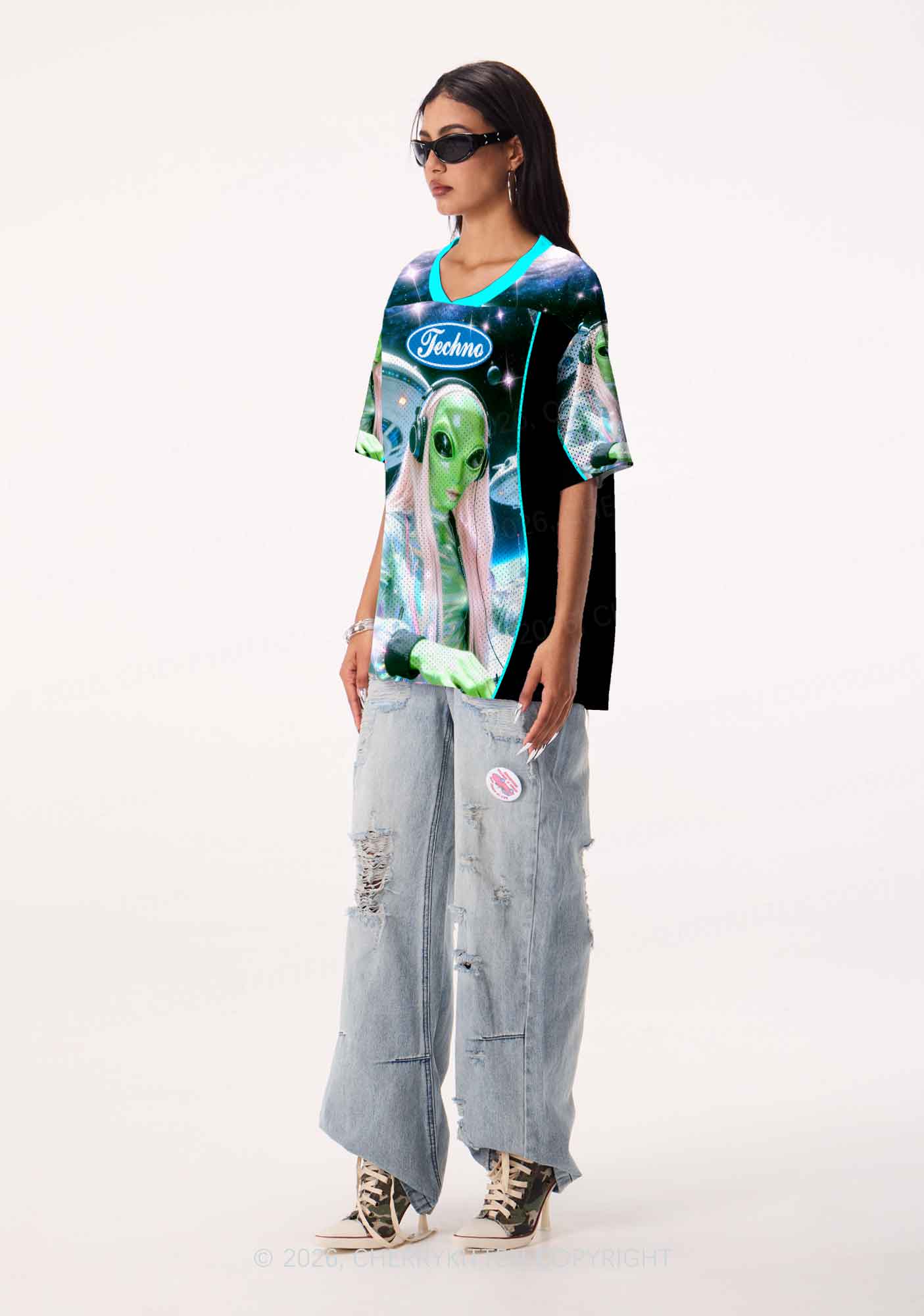 Techno Alien DJ Y2K Sport Jersey Shirts Cherrykitten