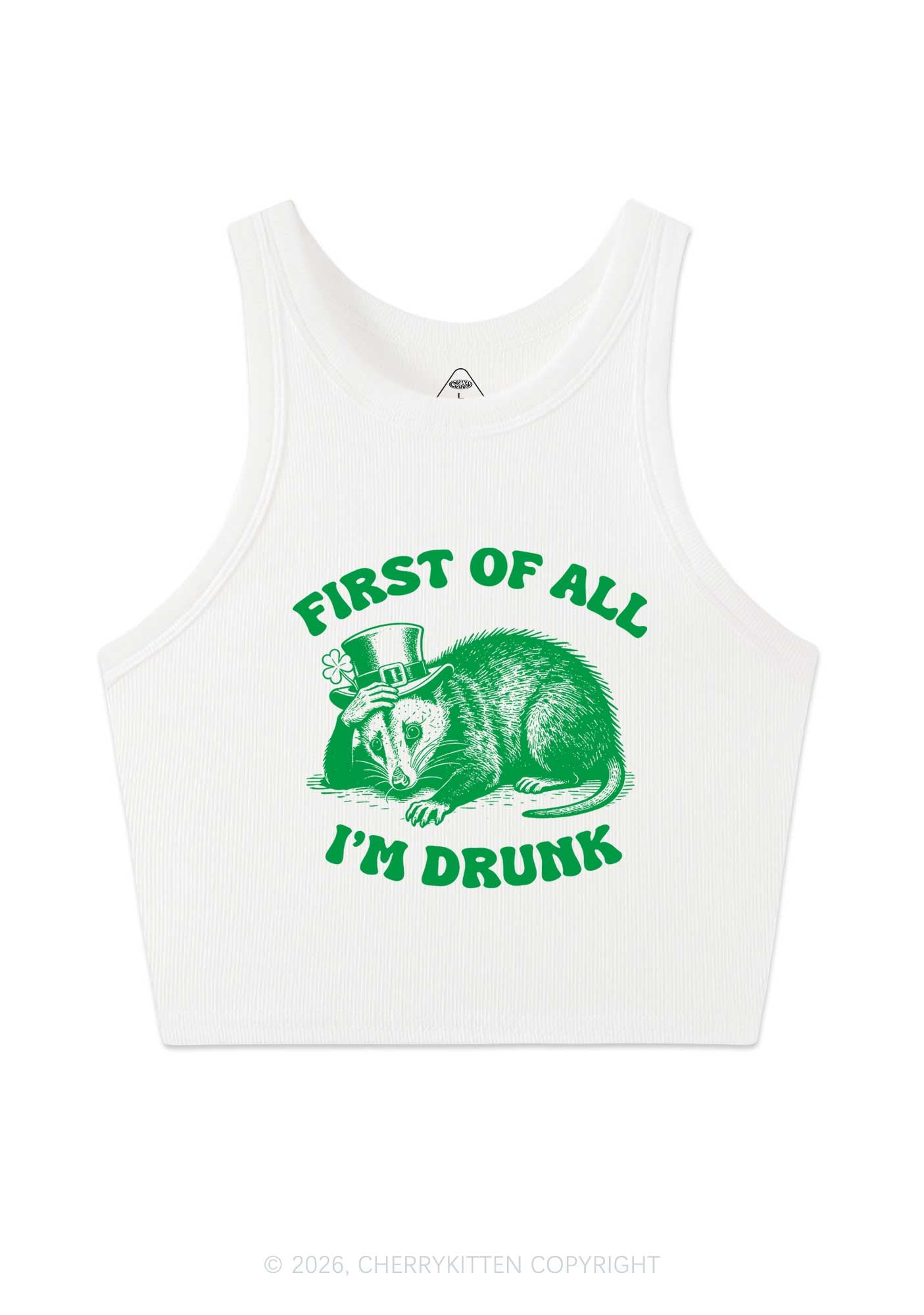 First Of All Im Drunk St Patricks Y2K Crop Tank Top Cherrykitten