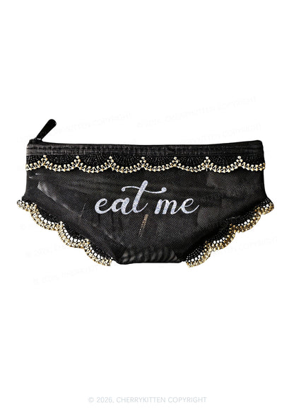 Glitter Eat Me Y2K Briefs Shape Cosmetic Pouch Cherrykitten