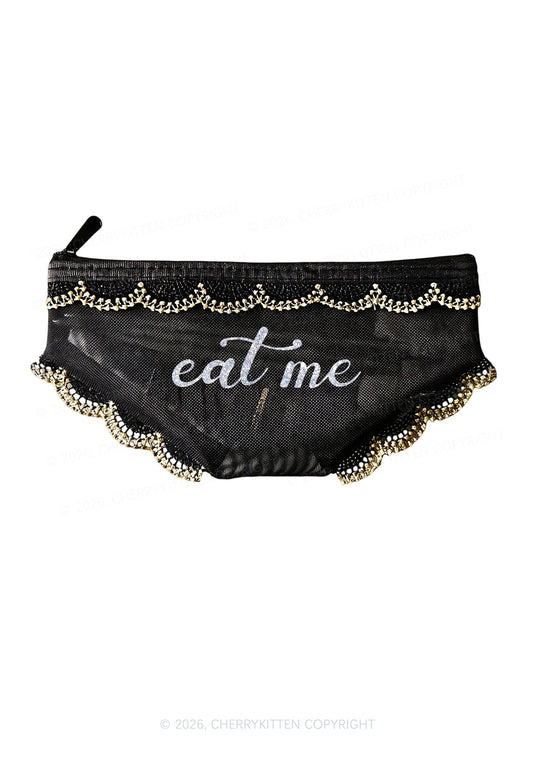 Glitter Eat Me Y2K Briefs Shape Cosmetic Pouch Cherrykitten