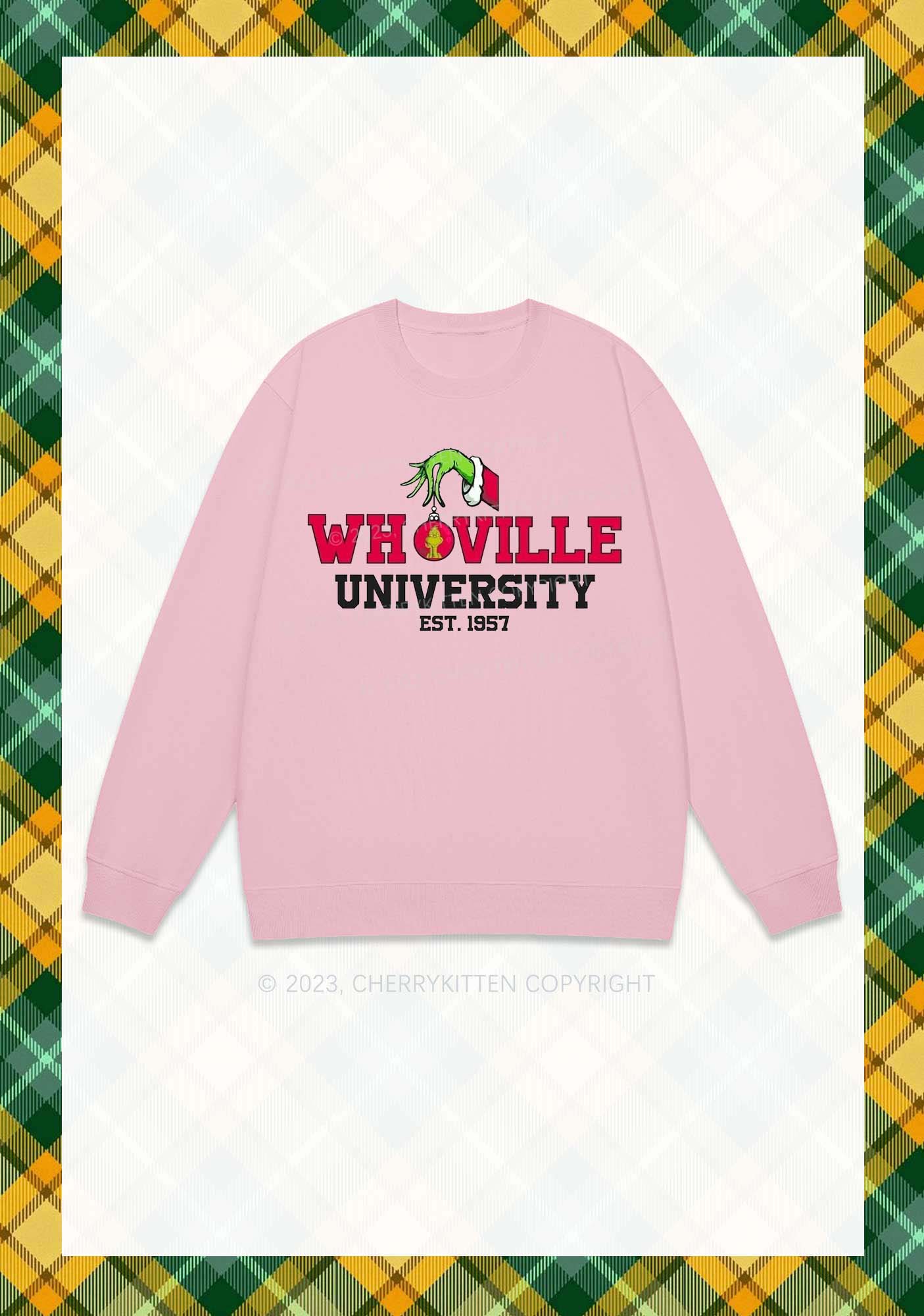 Whoville University EST. 1957 Christmas Y2K Sweatshirt Cherrykitten