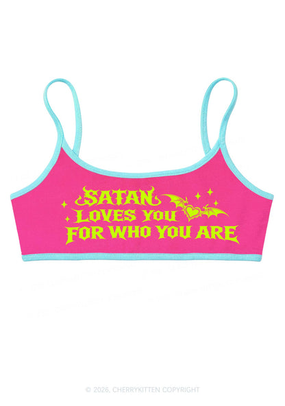 Halloween Satan Loves You Y2K Super Crop Cami Cherrykitten