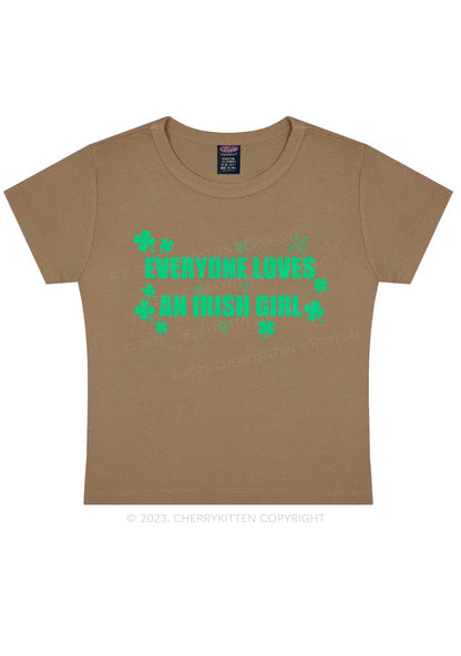 Everyone Loves Irish Girl St Patricks Y2K Baby Tee Cherrykitten