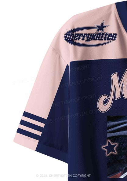 Custom Blue Make America Great Again Y2K Crop Sport Jersey Shirts Cherrykitten
