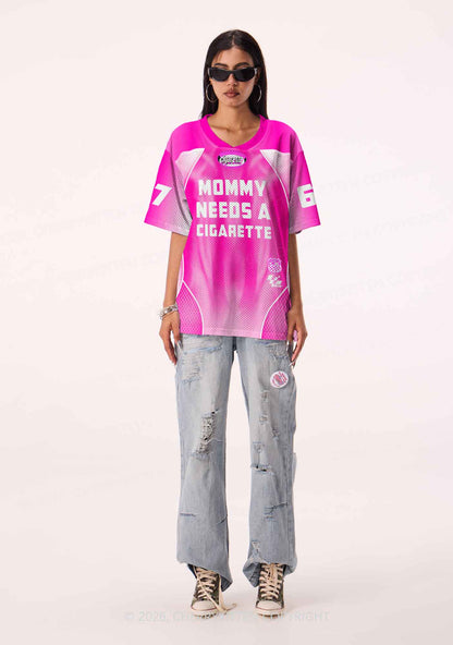 Pink Mommy Needs A Cigarette Y2K Sport Jersey Shirts Cherrykitten