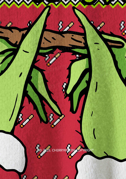 Stole My Lighter Y2K Christmas Knit Sweatshirt Cherrykitten