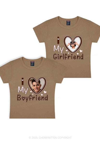 Custom BF GF Brown Heart Y2K Valentine's Day Baby Tee Cherrykitten