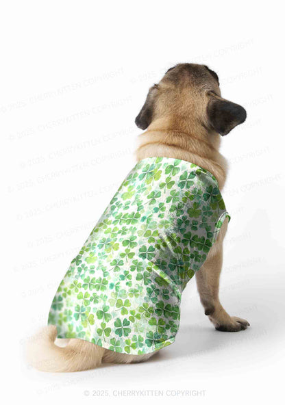 Green Shamrock Y2K Pet Tank Top Cherrykitten