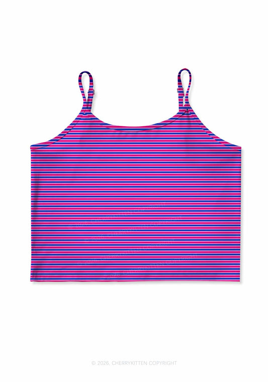 Bisexual Stripes Pride Y2K Print Cami Crop Top Cherrykitten