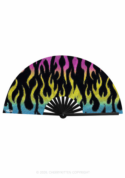 Pansexuality Flame Pride Y2K Rave Hand Fan Cherrykitten
