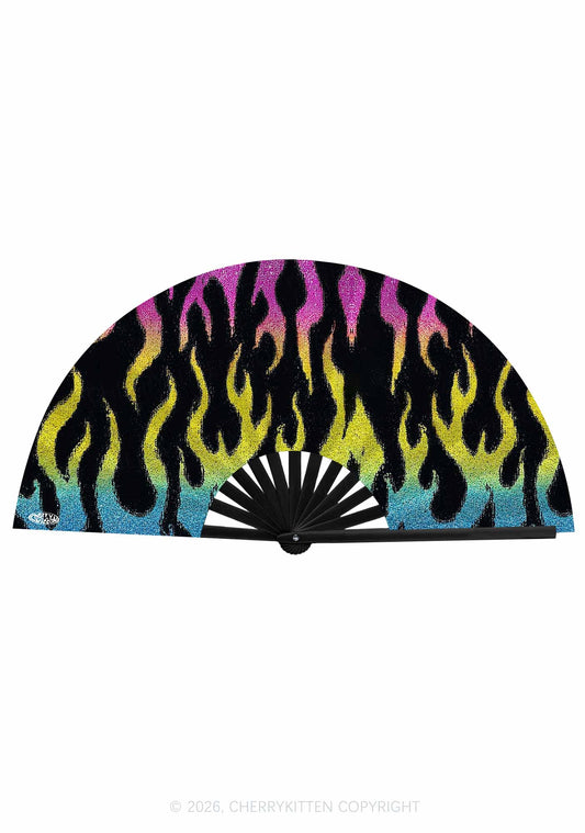 Pansexuality Flame Pride Y2K Rave Hand Fan Cherrykitten