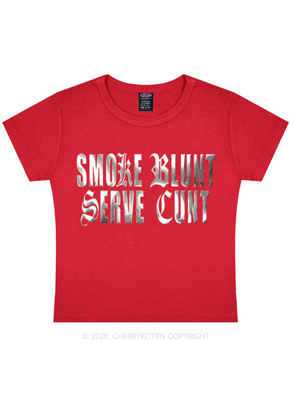 Smoke Blunt Silver Foil Printed Y2K Baby Tee Cherrykitten