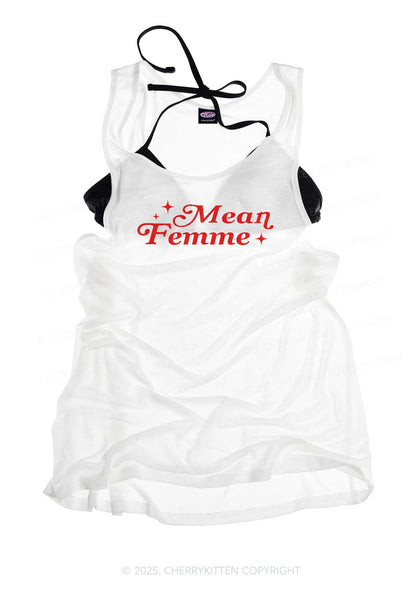 Mean Femme Pride Y2K Sheer Boyfriend Tank Cherrykitten