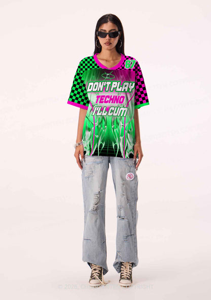 Checkered Dont Play Techno Y2K Sport Jersey Shirts Cherrykitten