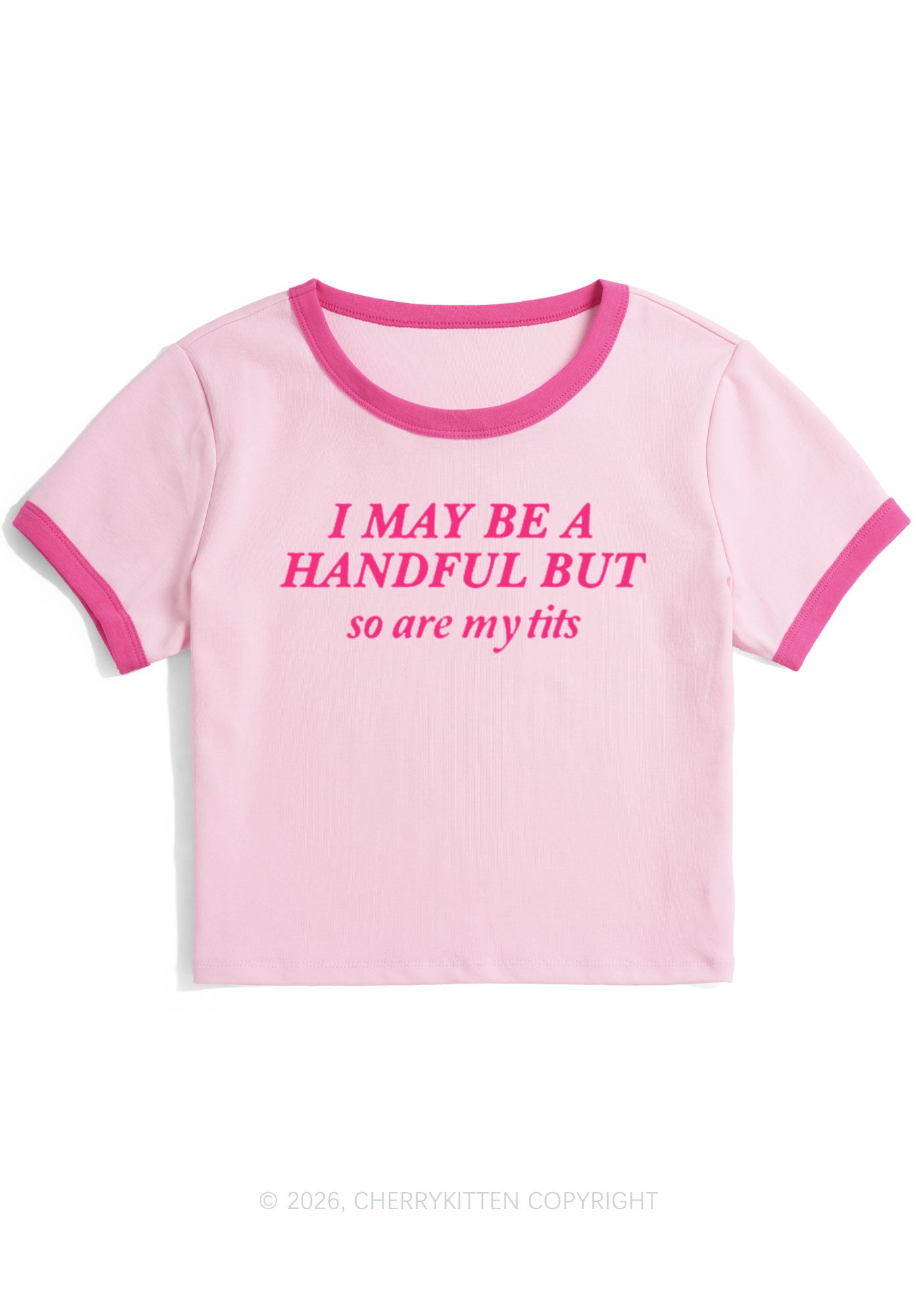 I May Be A Handful Y2K Ringer Tee Cherrykitten